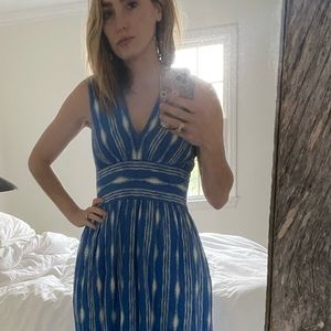 Ikat blue and white maxi dress